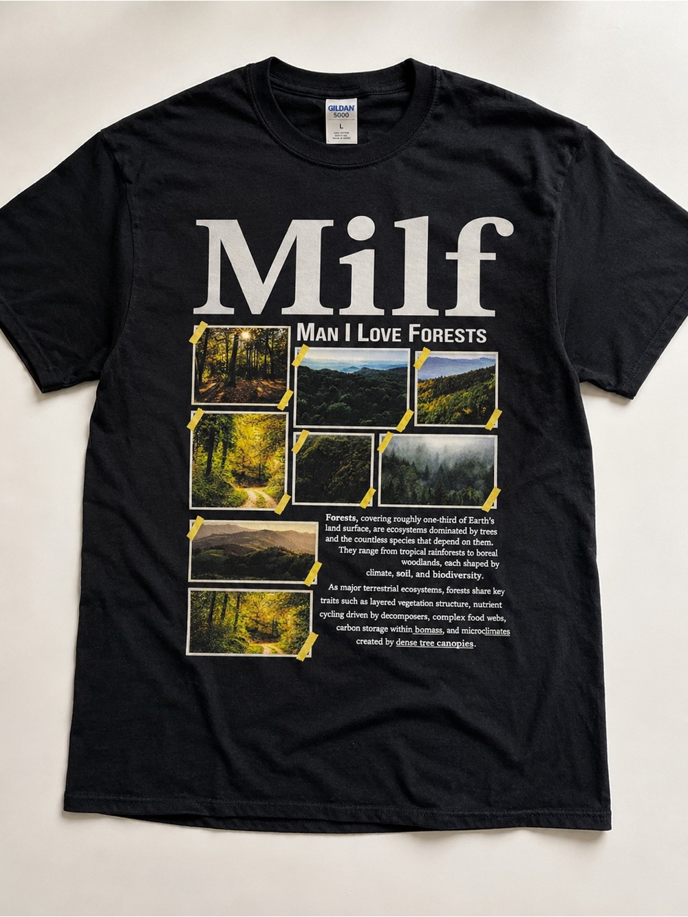 Gildan Black 'Milf - Man I Love Forests' Photo Panel Graphic Tee